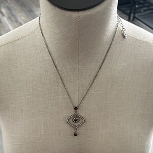 Elegant Silver and Red Pendant Necklace